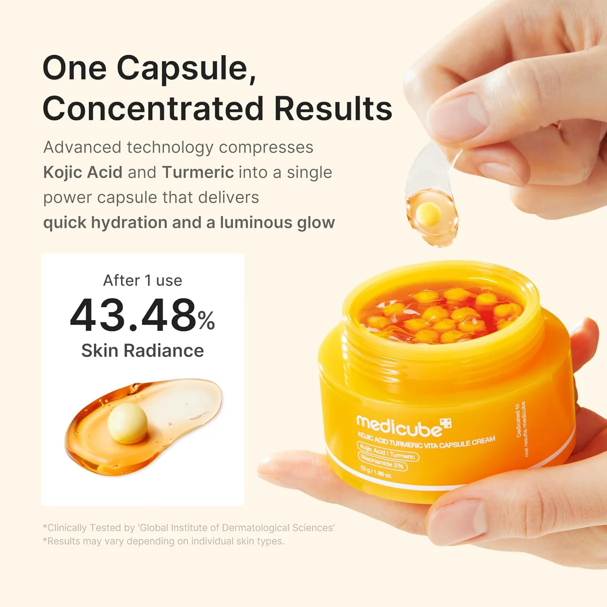 Medicube Kojic Acid Turmeric Vita Capsule Cream veido kremas, 53 g - Image 3