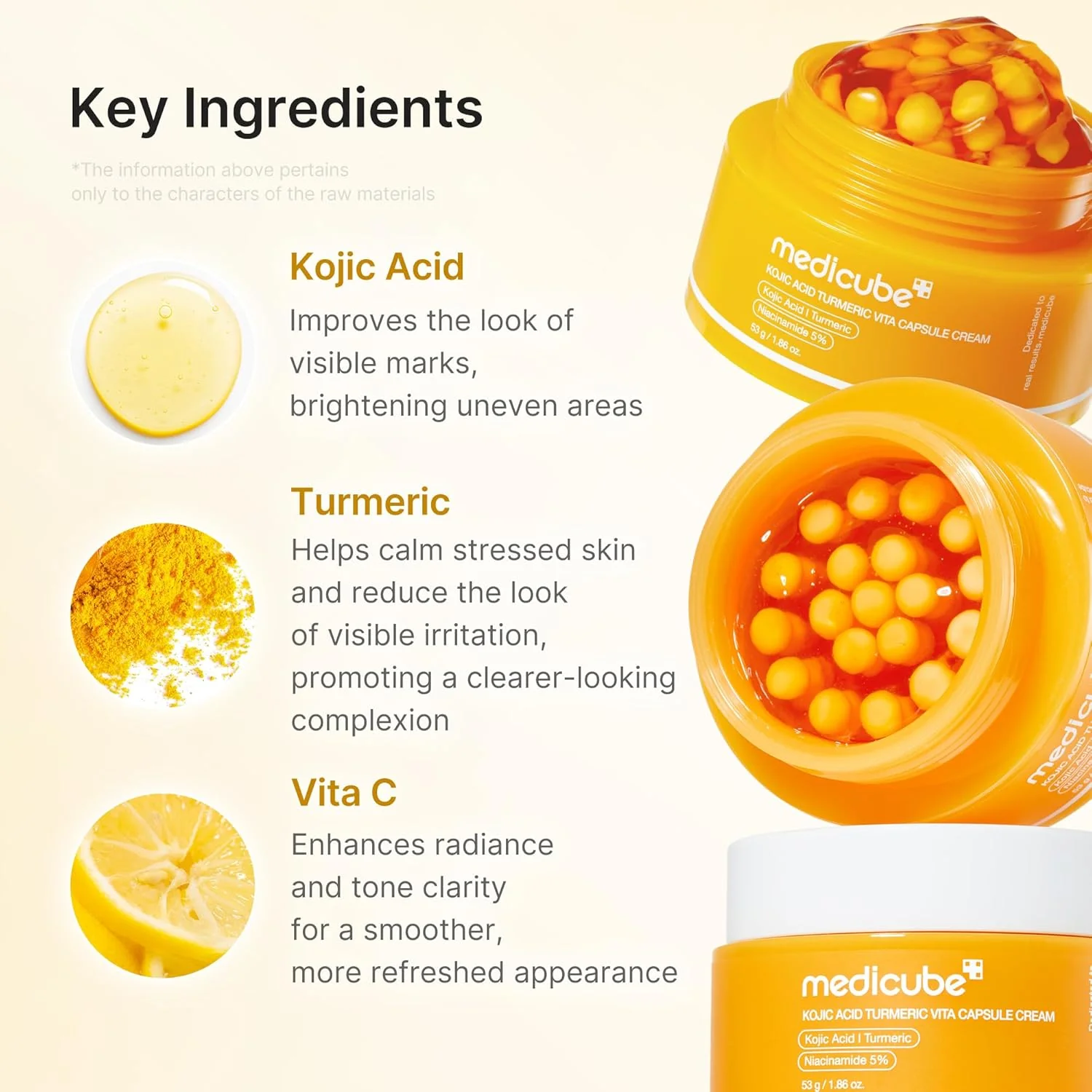 Medicube Kojic Acid Turmeric Vita Capsule Cream veido kremas, 53 g - Image 2