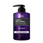 KUNDAL Honey & Macadamia Protein Treatment Amber Vanilla atkuriamoji plaukų kaukė, 500 ml